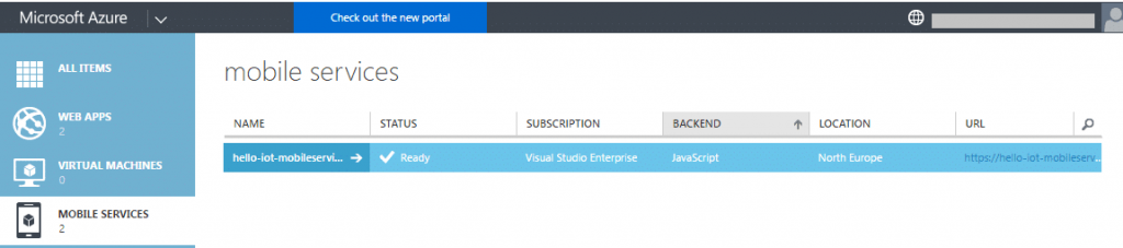 Selected Device in Azure