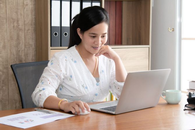 lady working on her laptop