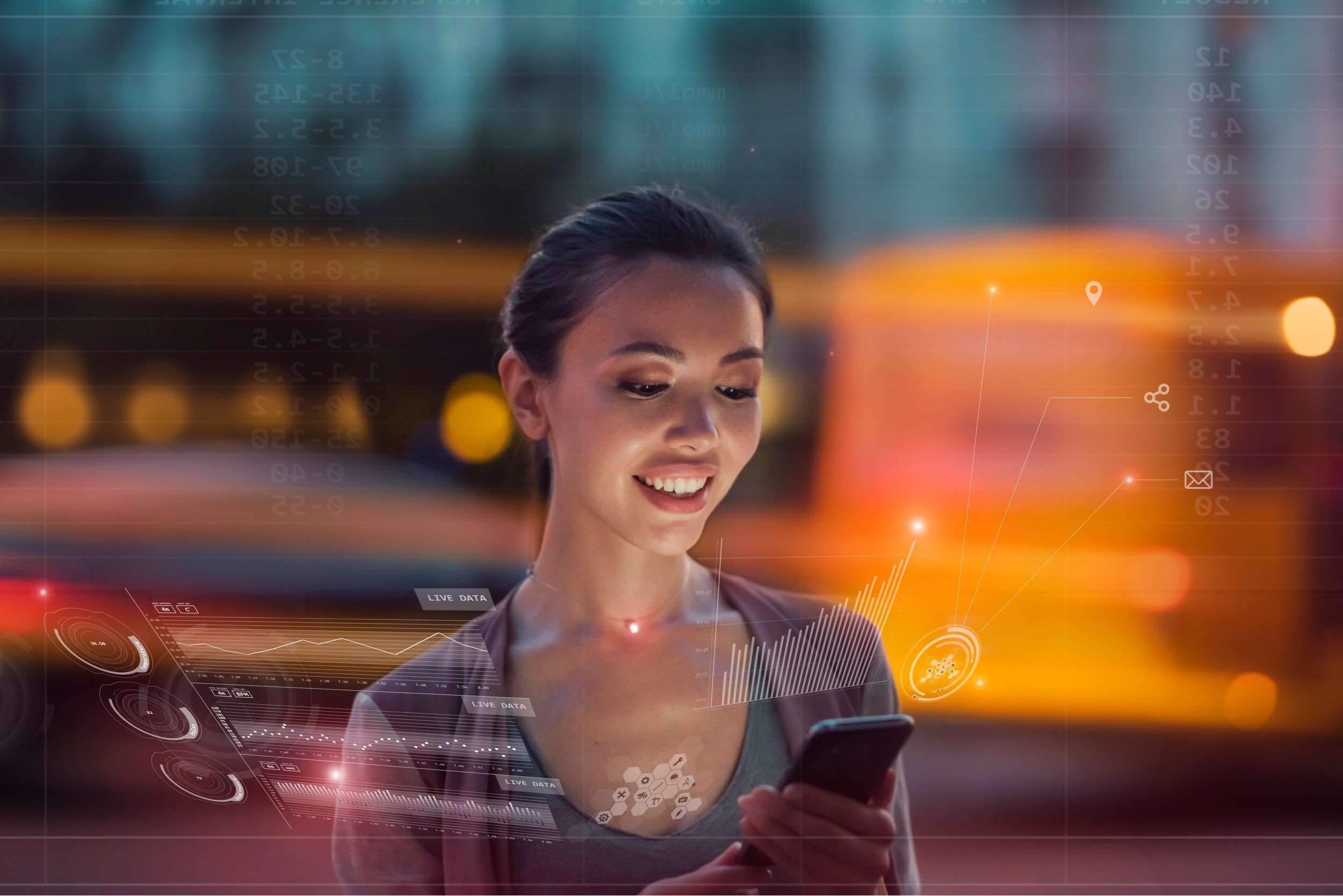 woman reviewing 2023 technology trends on her mobile phone