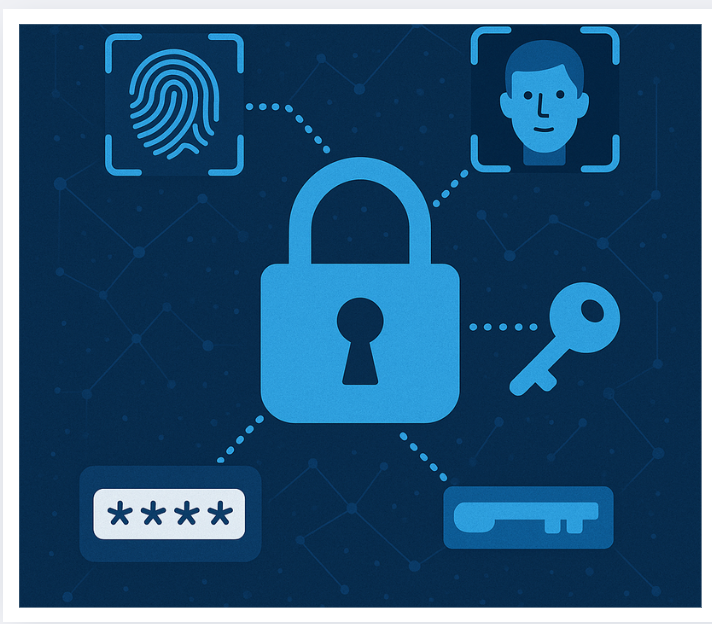 Password authentication graphic diagram showing different stages 