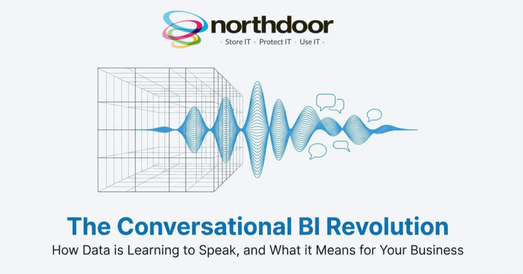 Thumbnail for Conversational BI blog—featuring Northdoor branding, soundwave-to-speech visuals, and the title 'The Conversational BI Revolution: How Data is Learning to Speak'